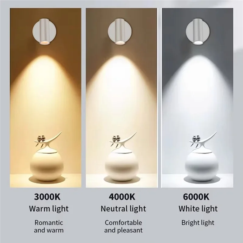 

A26F-2Pcs LED Light Magnetic USB No Wiring No Punch Reading Light Bedroom Bedside Rechargeable Wall Light Spotlight Wireless