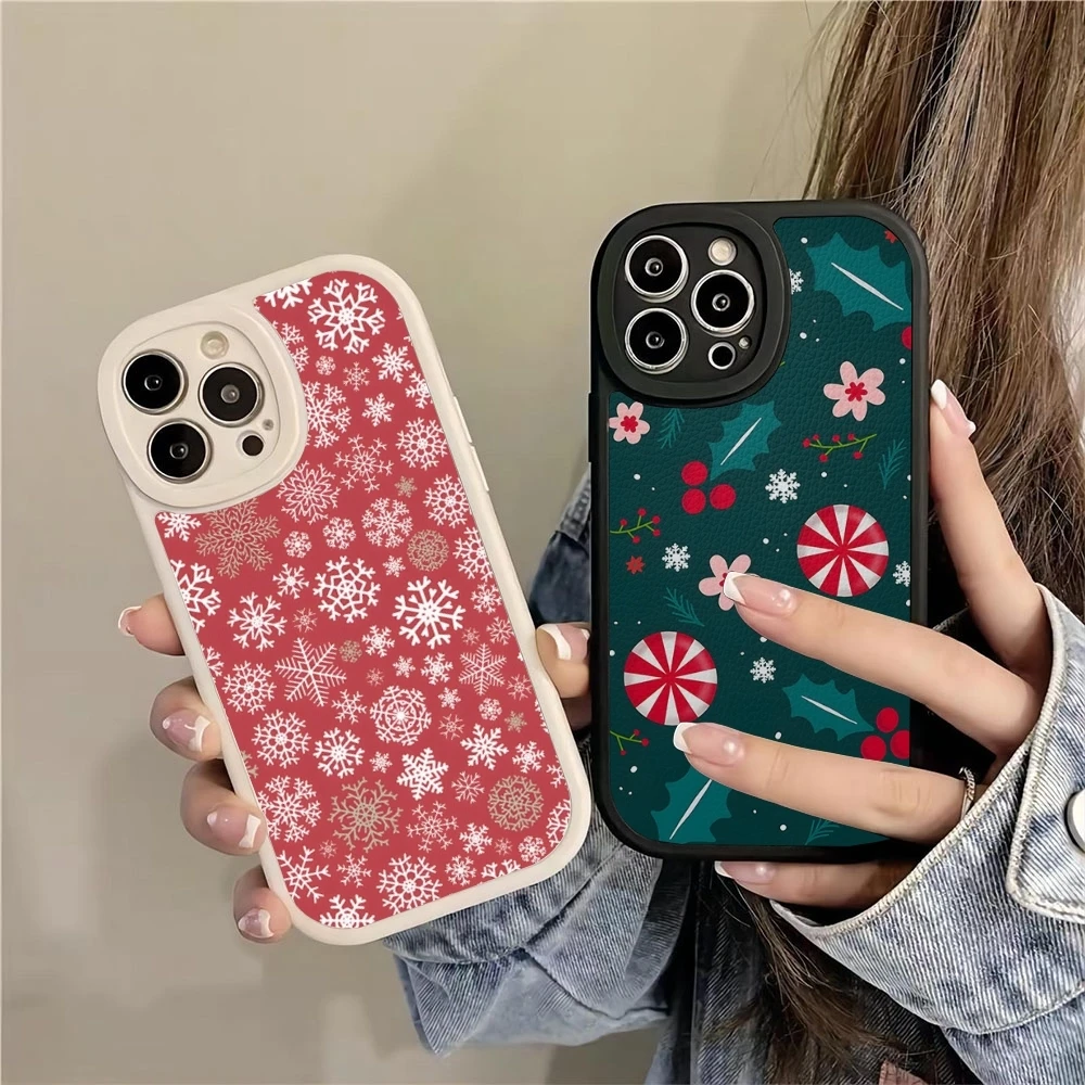 Christmas Phone Case For iPhone 15 14 13 11 12 Pro Max Mini X XR XS 100% brand new and high quality A++ 8 Plus hot 2024 lambskin