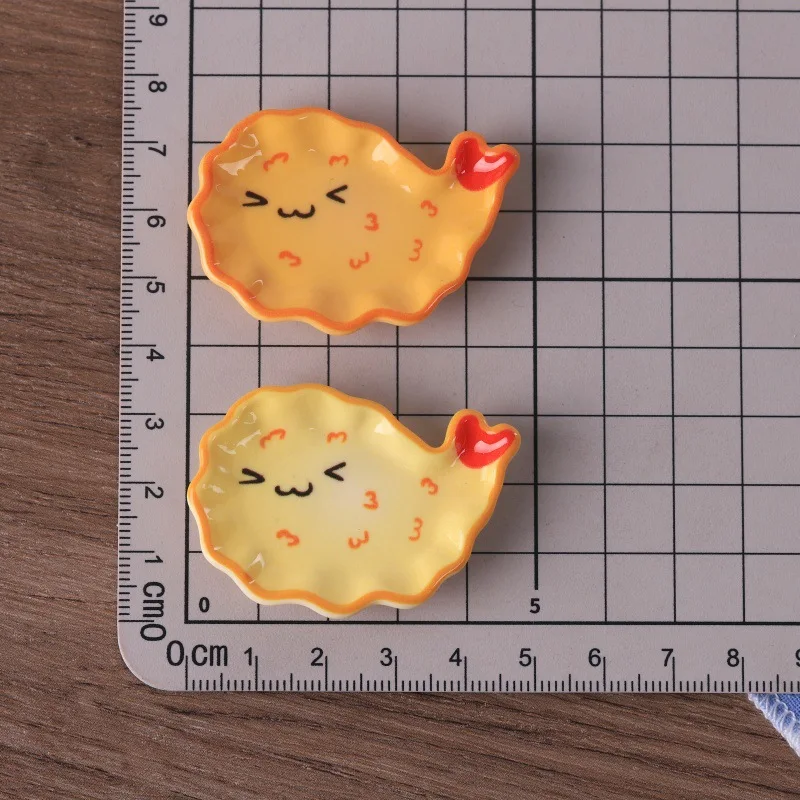 10 Pcs Cute Shrimp Tail Small Plate Simulation Miniature Food And Play Tray Decoration