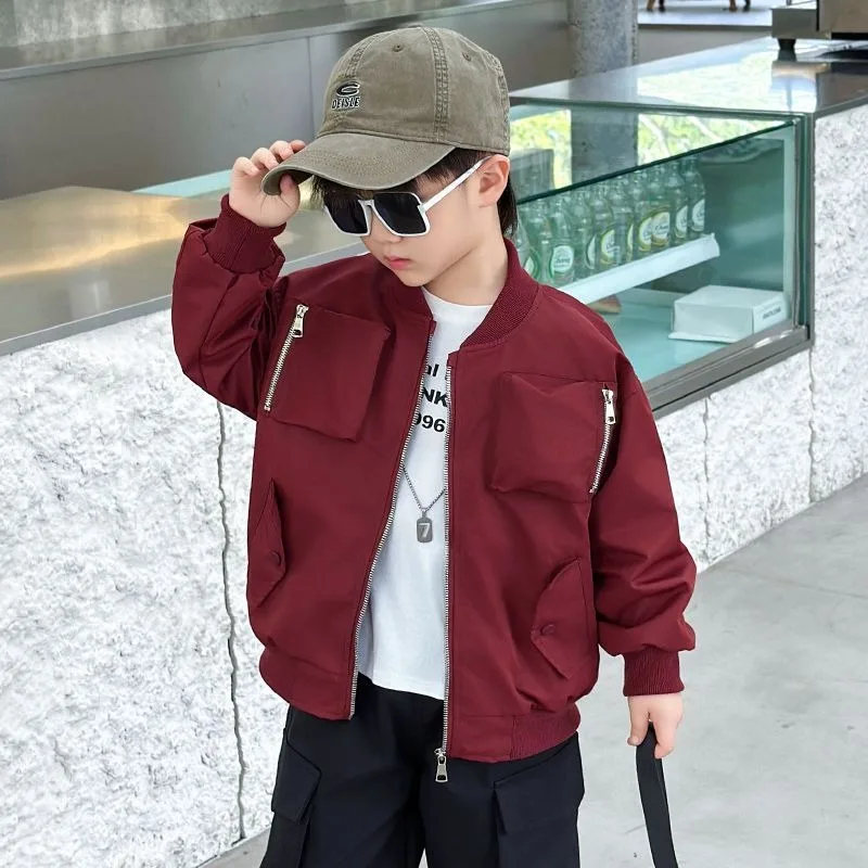 Chłopięca kurtka baseballowa 2025 Nowa jesienna kurtka Stylowa wiosenno-jesienna modna odzież wierzchnia dla maluchów