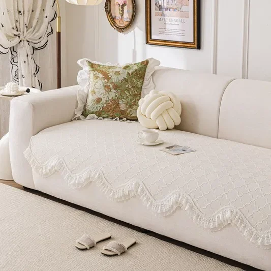 Cremefarbenes Sofa-Kissen Vier Jahreszeiten Universal 2025 Neu Hochwertiges Einteiliges Rutschfestes Herbst/Winter Sofa-Kissenbezug