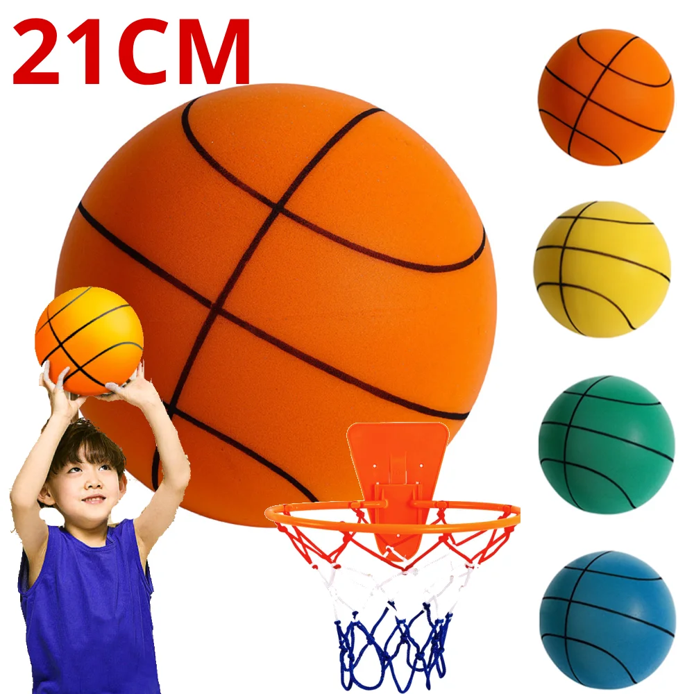 21cm Bouncing Mute Ball Toy Indoor Silent Basketball Baby Foam Toy Silent Playground Bounce Basketball Child Sports Games Gift