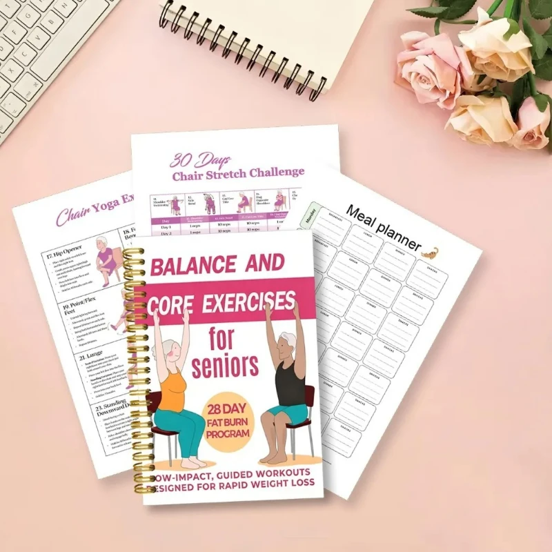 28 day elderly fat burning and shaping record book, efficiently reducing fat and enhancing core muscle groups