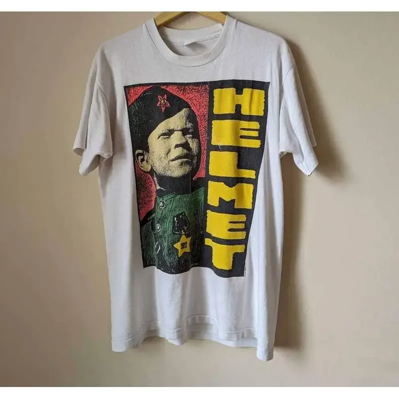 Retro 80s HELMET BAND Meantime T Shirt White All Size S 5XL