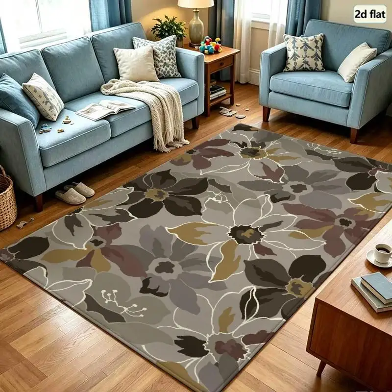 1PC Vintage Floral Area Rug Gray Brown Multi-color Mats For Front Loving Room Rug Kitchen Area Rugs Washable Door Mat Coastal Decor Entryway Office Kitchen Dorm