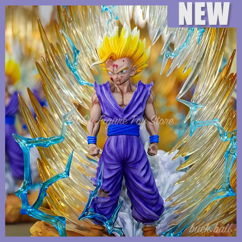 35cm Dragon Ball Figure Super Saiyan 2 Gohan 2 Heads Gohan Replaceable Head And Body Special Effect Figure Luminous Toy Boy Gift