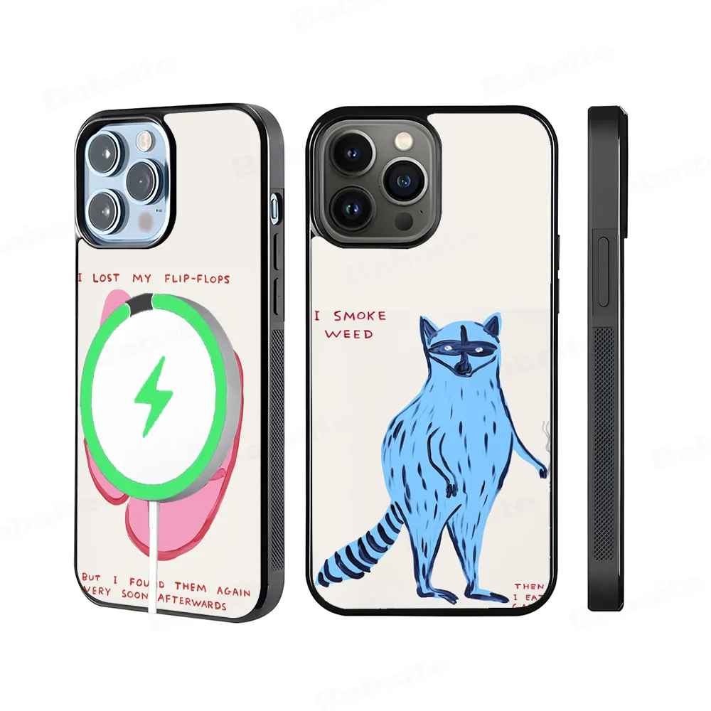 

David Shrigley Visual Arts Phone Case Magnetic Case For IPhone 16 14 13 12 11 15 Pro Max Plus For Magsafe Wireless Charge Cover