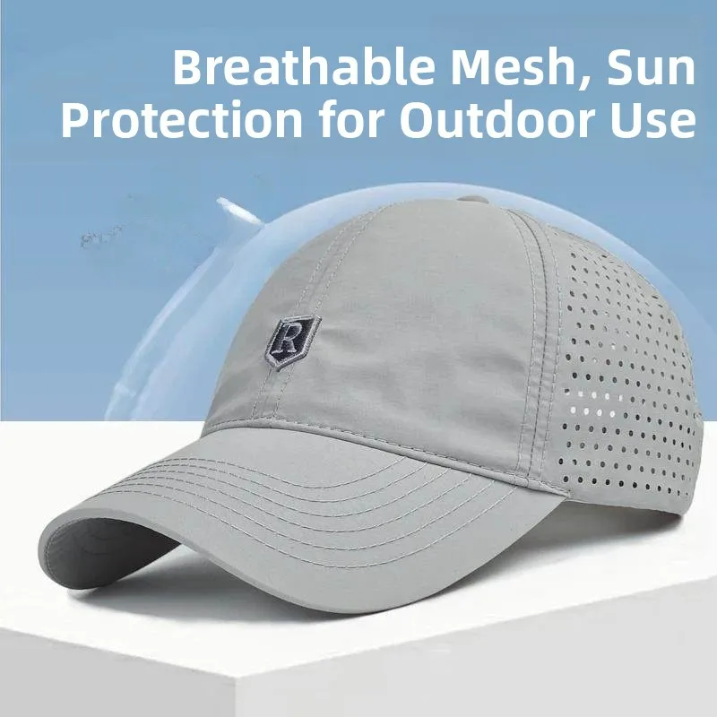 

Мужская спортивная кепка для бега с большим обхватом головы, бейсболка с защитой от солнца, быстросохнущая, сетчатая, летняя, повседневная, молодежная кепка