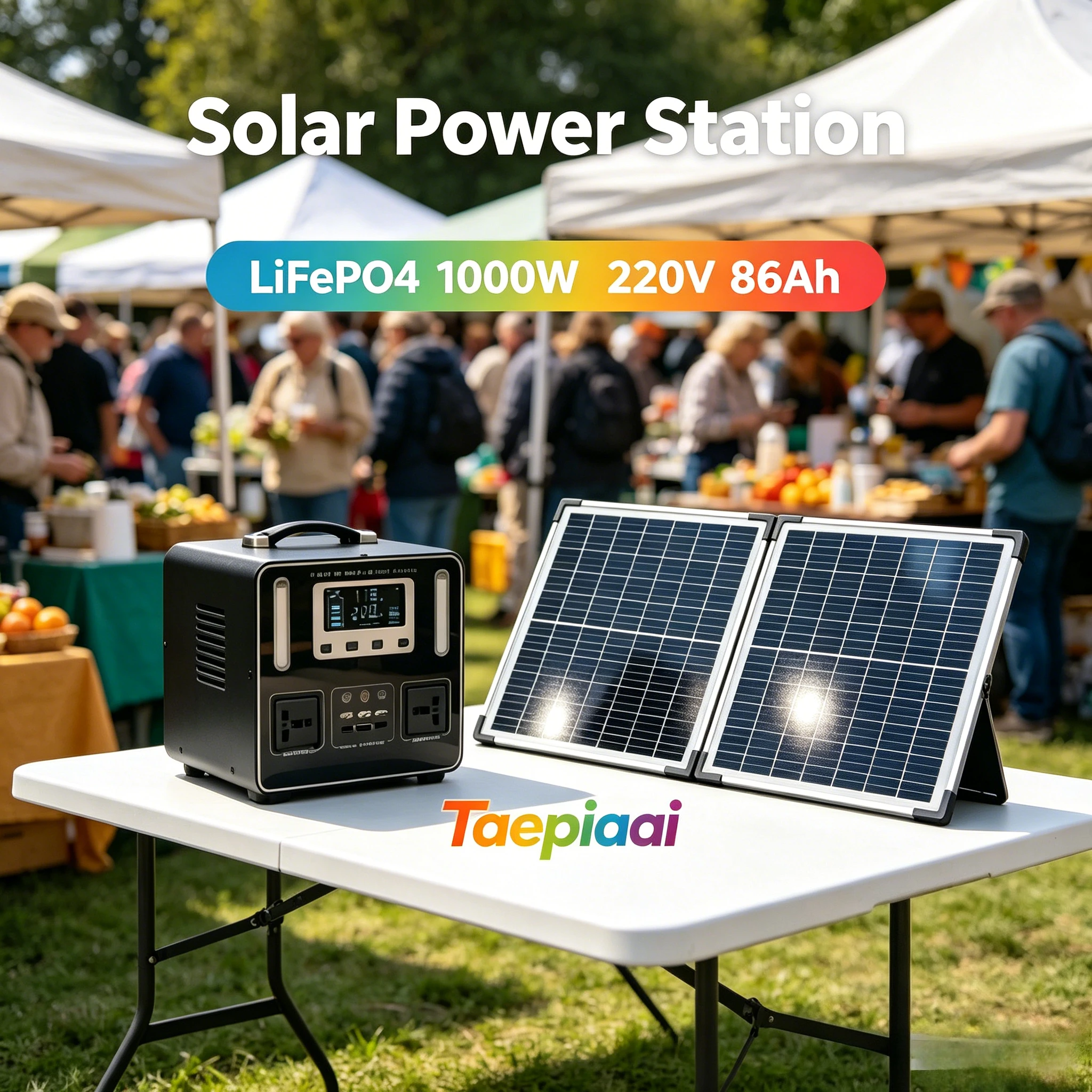 New LiFePO4 220V1000W 86AH Portable Power Station Solar Outdoor Mobile Power Supply Emergency Energy Storage OutdoorCampingStall