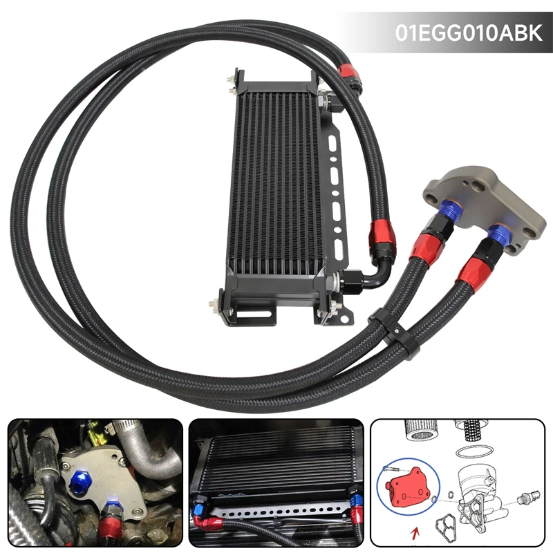 13/15/16 Row Oil cooler w/ Mounting Bracket+Adapter Hose Kit For BMW Mini Cooper S R50  R52 R53 1.6L 02-06 Black/Silver