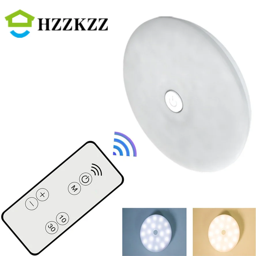 HZZKZZ-Lámpara de noche LED con 18 LEDs, luz nocturna táctil con pegatina adhesiva, lámpara de pared, círculo cargado por USB, lámpara de noche de atenuación portátil