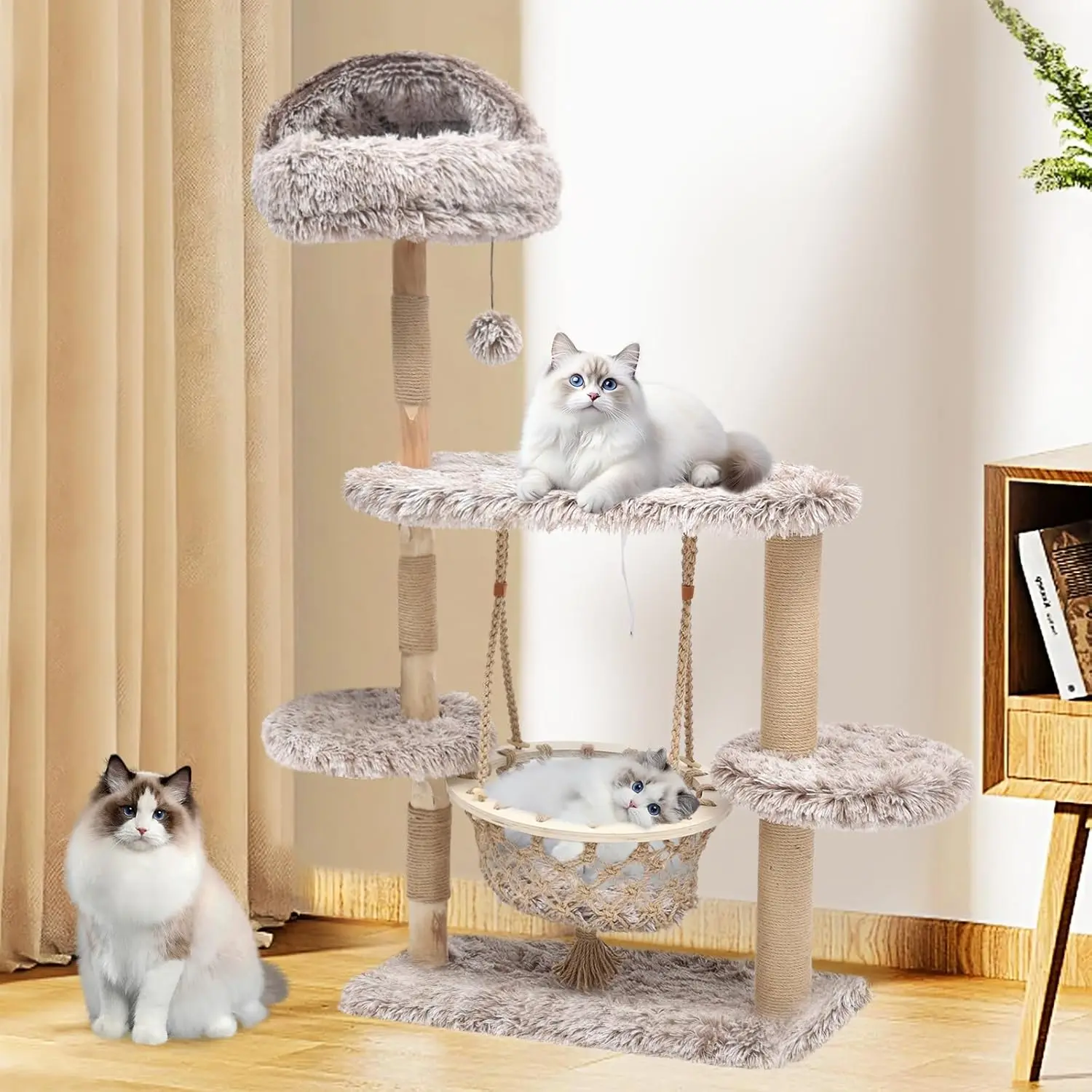 

Cat Tree Tower for Indoor Cats Large Adult, Modern Cat Tree with Hammock,Jumping Platforms,Cat Scratching Posts for Multiple