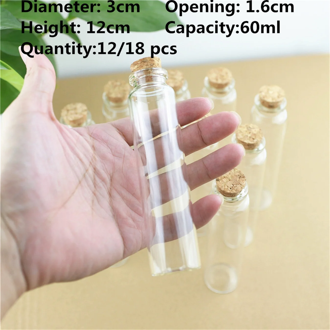 

Glass Test tube 12 Pcs/lot 60ml Flat bottomed Glass Jars Glass Bottle With Cork Bottle Stopper Empty DIY Crafts Vial Gift