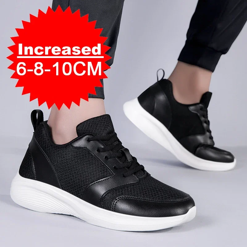 

Men Hidden Height Increasing Sneakers 6/8/10CM Breathable Mesh White Casual Walking Shoes Lightweight Non Slip Thick Sole Sneake