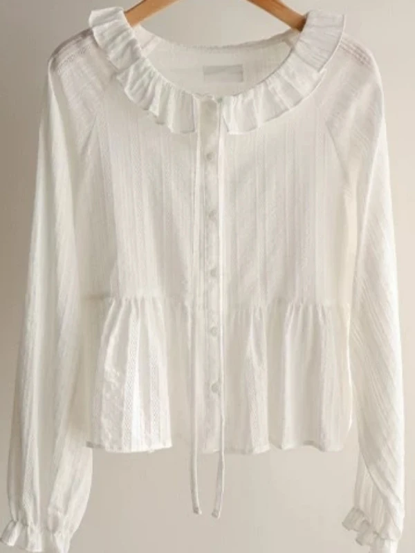 

Корейский Sle Sweet Bordered irt женский свободный крой Long Sve дышащий цветочный дизайн с вышивкой весна-осень модный топ