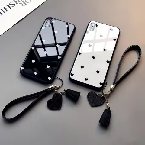 For Samsung S24 S23 S22 Ultra Case S20 Plus S21 FE Phone Case Cute Heart Hard Glass Cover for Galaxy A54 A14 A34 A13 A53 A33 5G
