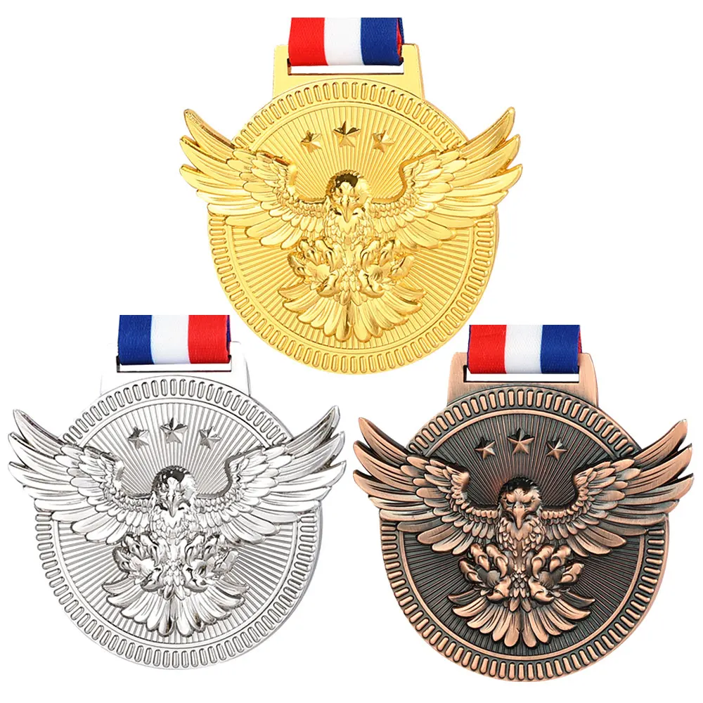 Metal Eagle Medal For Any Competition Gold Silver Copper Award Blank Medals Eagle Medalion Winner Reward Encourage Badge Gift