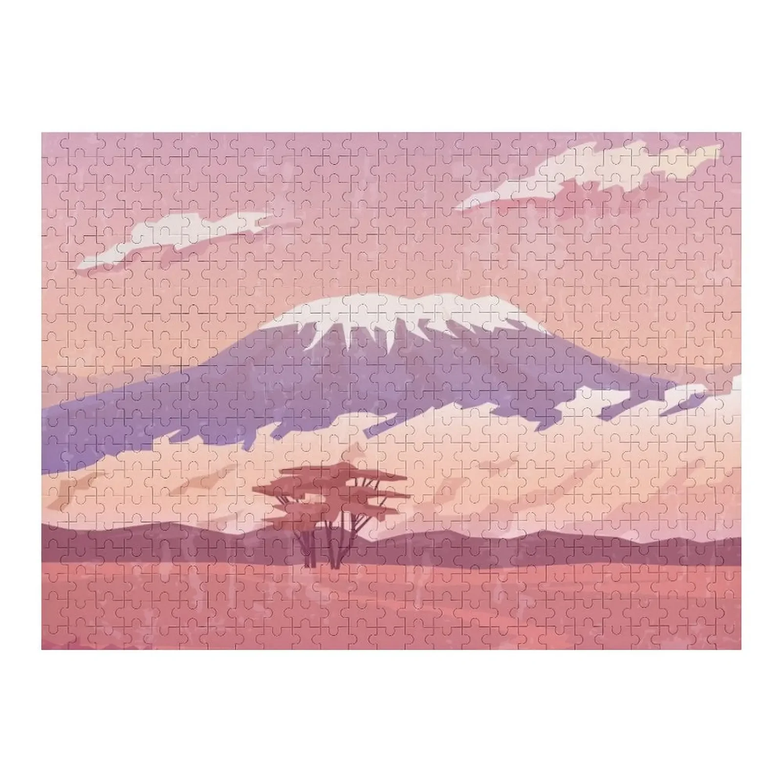 

Килимманджаро, Танзания - Ретро туристический минималистичный постер Пазл Customs With Photo Персонализированные идеи подарков Пазл