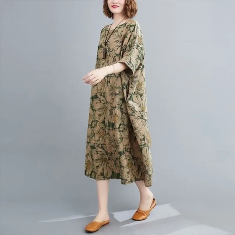 Women's 2023 New Arrival Cotton Print Dress Maternity Dress Round Neck Breathable and Comfortable Dress for Pregnant Women LE960