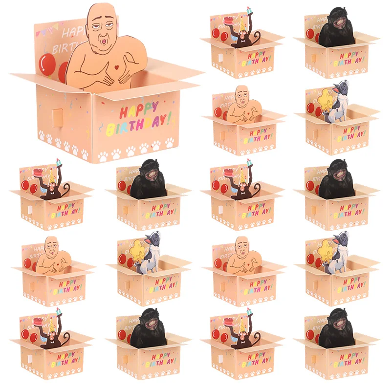 

﻿Funny Birthday Card With "Happy Birthday" Handmade Paper Invitation Greeting Cards Creative Blessing Message For Travel Supply﻿