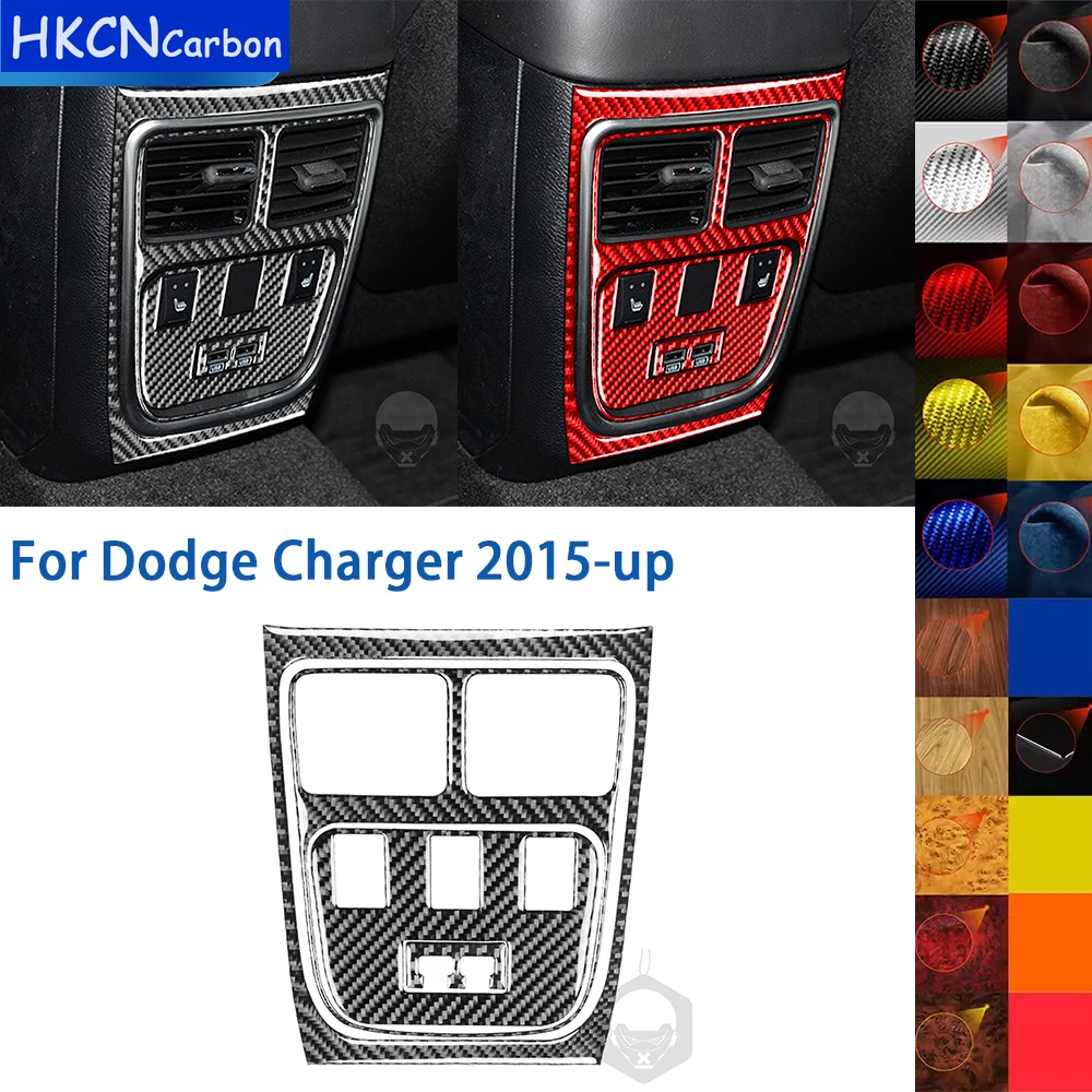 

For Dodge Charger LD 2015+ Carbon Fiber Rear Console Panel Frame Cover Sticker Interior Trim Tuning Overlay Car Accessories