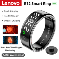Lenovo R12 Smart Ring Touch Screen Health Manager Heart Rate/Blood Oxygen Monitor Wireless Charging Waterproof for Universal
