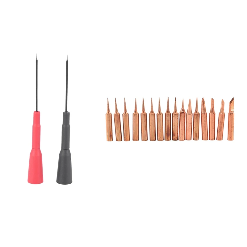 

1 Pair ETA3201 10A 1000V Multimeter Probe & 16 Pcs Soldering Iron Tip Pure Copper 900M Soldering Tip