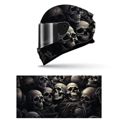 Grunge 3D Skulls Pile Full Helmet Wrap Sticker Motorcycle Helmet Racing Graphic Decal Vinyl Wrap Helmet Decorative Sticker