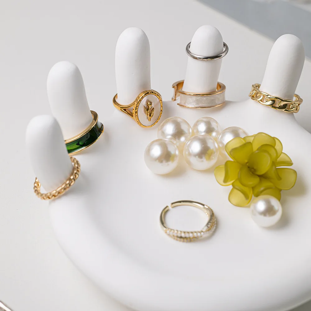 

ins Веселая подставка для ювелирных колец в форме ладони, поднос для хранения, гипсовые украшения, аксессуары, реквизит для фотографий