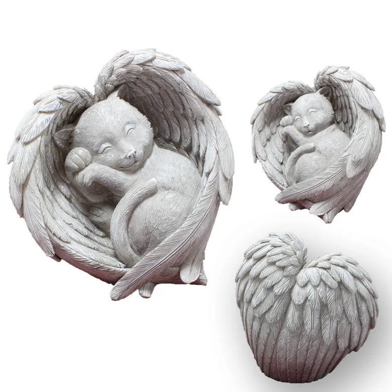 Handmade Winged Pet Sculpture - Unique Tribute for Departed Pets