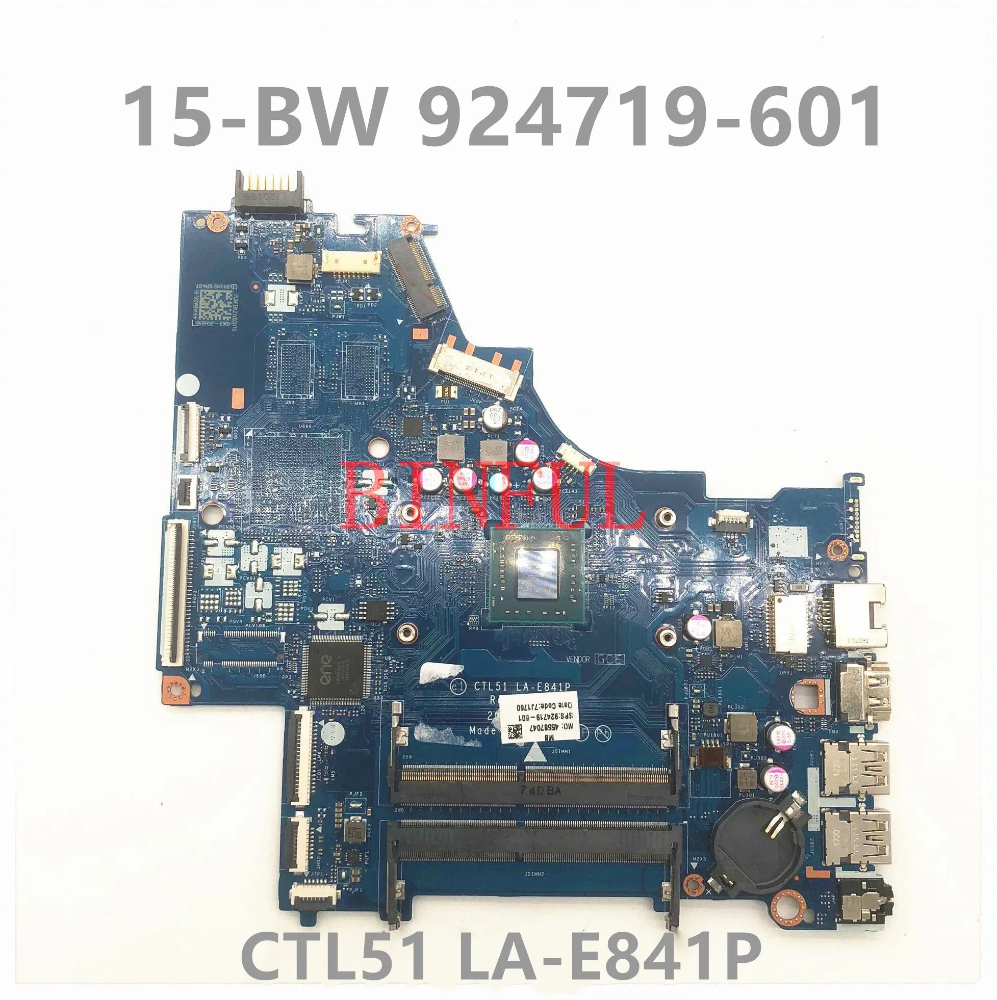 Placa base para portátil HP ProBook 15-BW 15-BW080NR, 924719-601, 924719-501, 924719-001, CTL51, LA-E841P, CPU, 100%, funciona bien