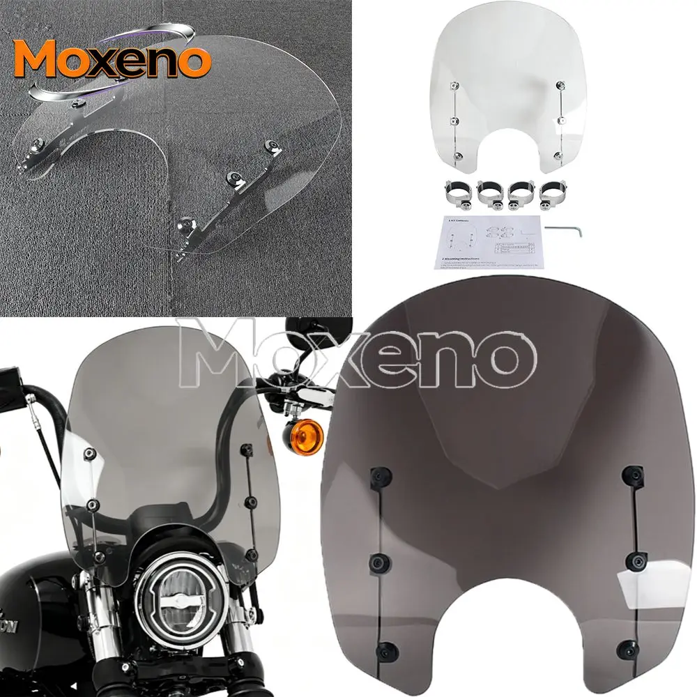 Motorcycle Windshield w/Fork Clamp Front Fairing Wind Screen For Softail FXBB FXBBS FXST FXLR Dyna FXD FXDC FXDLS FXDL FXDI35