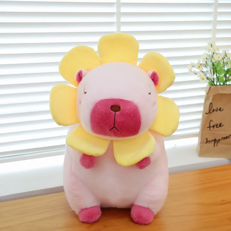 1 pz 30 cm/11,81 pollici Simpatico cuscino per bambola capibara girasole, bambola grande capibara, peluche, regalo di compleanno per bambini