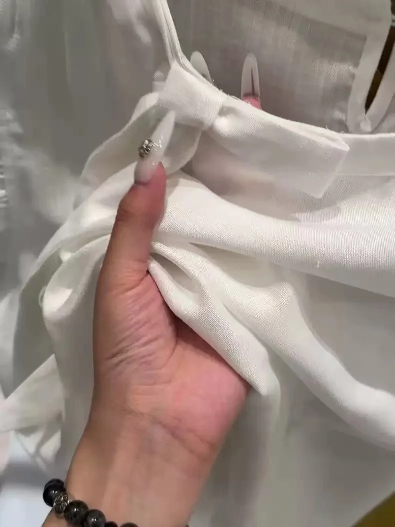 

High-End Korean Sle Women's irt Unique Knot Wooden No-Sve Linen Vest Top Summer Faion Commute Wind