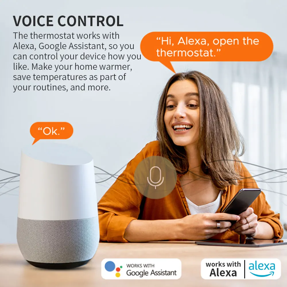 Tuya WiFi منظم حرارة ذكي، أرضية كهربائية/تدفئة المياه/الغاز، وحدة تحكم Smart Life تعمل مع Google Home، Alexa، Alice #4