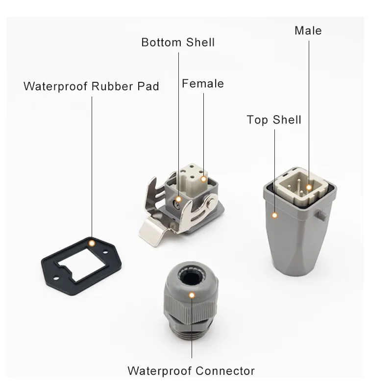 HDC-HA 4 Core (3+1)/5(4 +1)/6(5+1)/8 (7+1) Pins  Heavy Duty Connector Aviation Industry Waterproof Plug And Socket