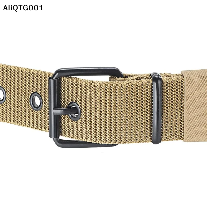 Unisex Trendy Belt Porous Canvas with Pin Buckle Leather Outdoor Sports Jeans Accessory for Men And Women