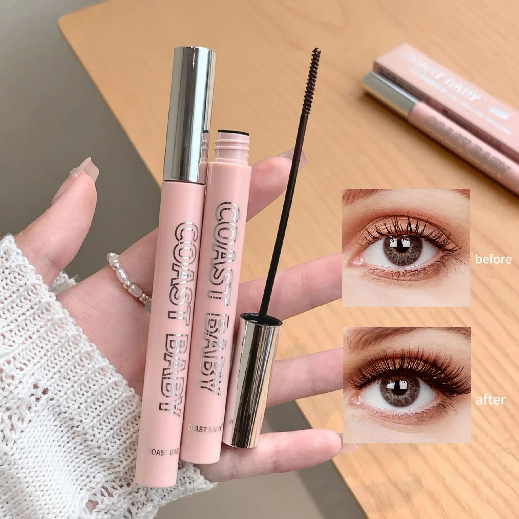 Mascara opaco in fibra di seta Pennello ultrafine per trucco Allunga le ciglia Mascara arricciante marrone nero ad asciugatura rapida impermeabile Comestic