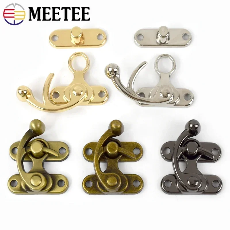 2/4/10Pcs Meetee 45X37mm Metal Bag Buckles Handbag Luggage PadLock Hasp Clasp Replacement Buckle DIY Leather Craft Accessories