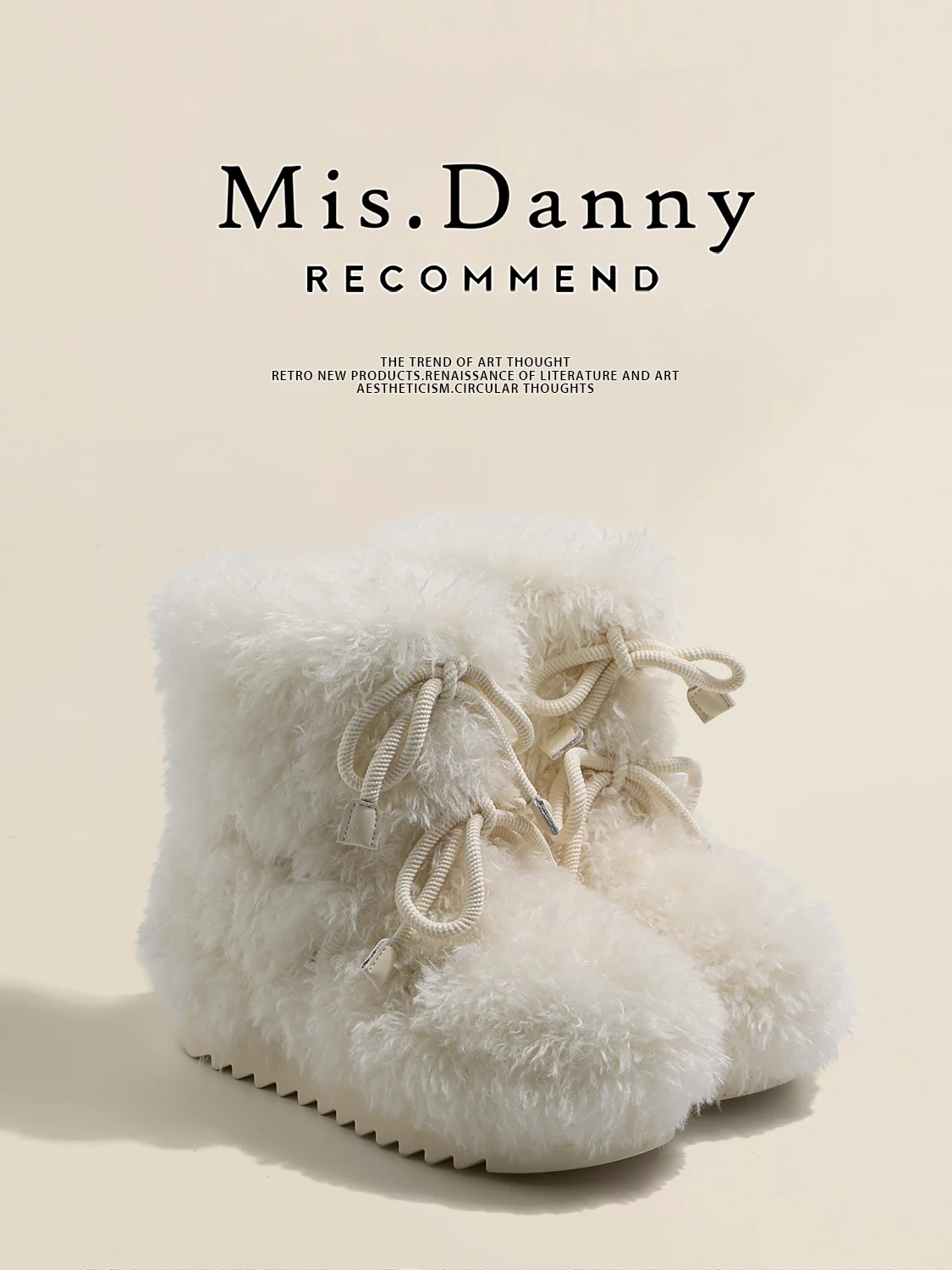 

Mis.Danny Thick Bottom Fashion Fur Lined Winter Snow Boots Women's Short Boot Anti-Slip Warm Cotton Shoes High Heel Winter Boots