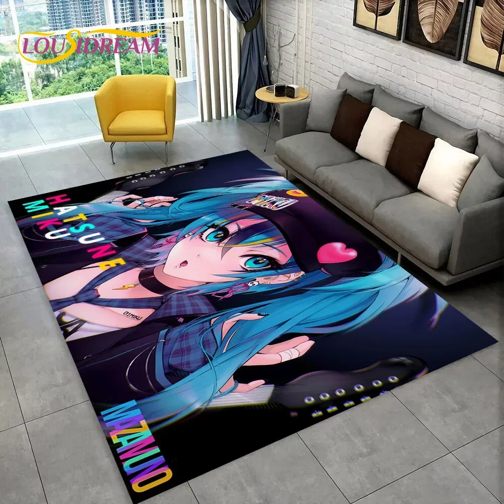 Japan Music Cartoon Characters Miku Carpet Rug for Home Living Room Bedroom Sofa Doormat Decor,kids Area Rug Non-slip Floor Mat