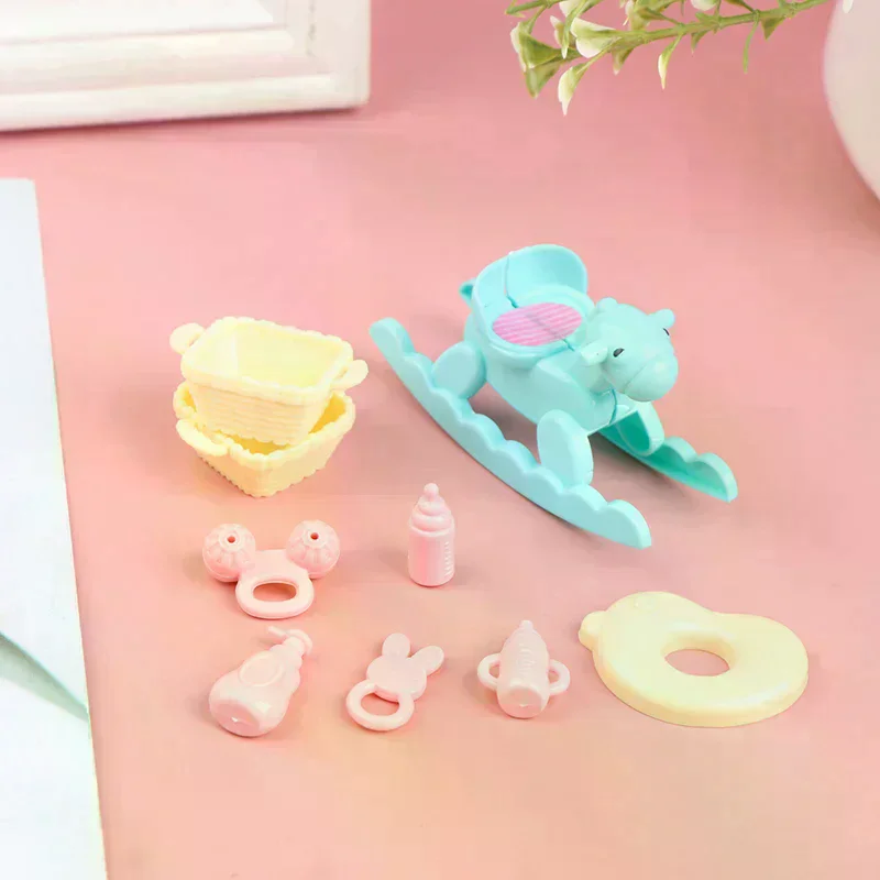 1set 1/6 Dollhouse Toddler Cradle Milk Bottle Pretend Toy Dolls House Baby Room DIY Craft Project Home Room Decor Perfect Gift