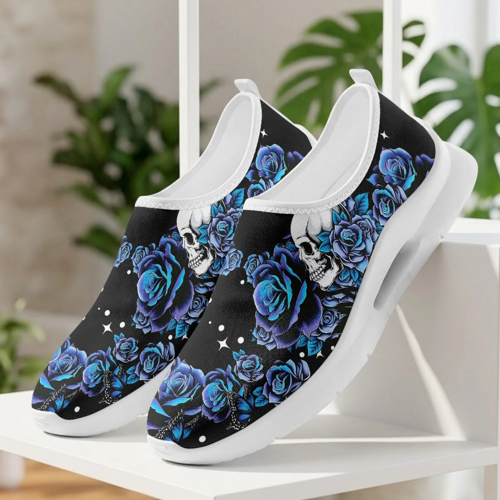 PENSTROLL Rose Skull Casual Shoes Nurse Shoes for Women Lightweight Breathable Low-top Fashion Sneakers - view 2