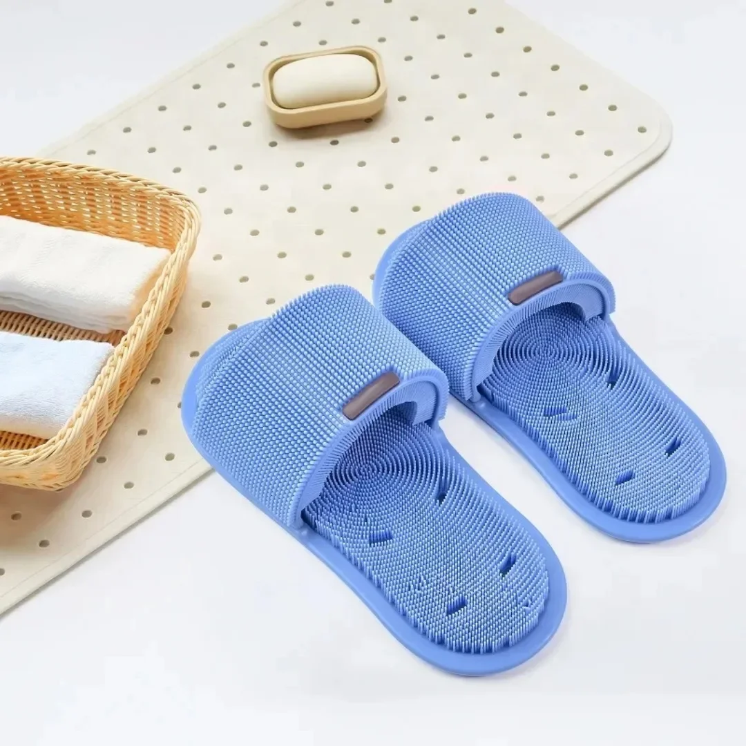 1pc Pantofole per il lavaggio dei piedi magiche Setole a tutto tondo Lavaggio dei piedi in silicone antiscivolo Pantofole per massaggio esfoliante Spazzola per la pulizia del bagno