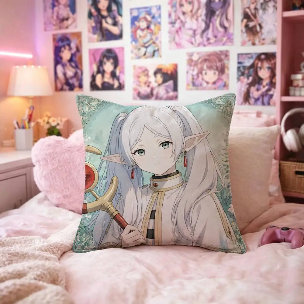 Frieren Beyond Journey’s End Pillow Case Fashion Square Pillowcase Bedroom Sofa Room Ins Decoration Leisure