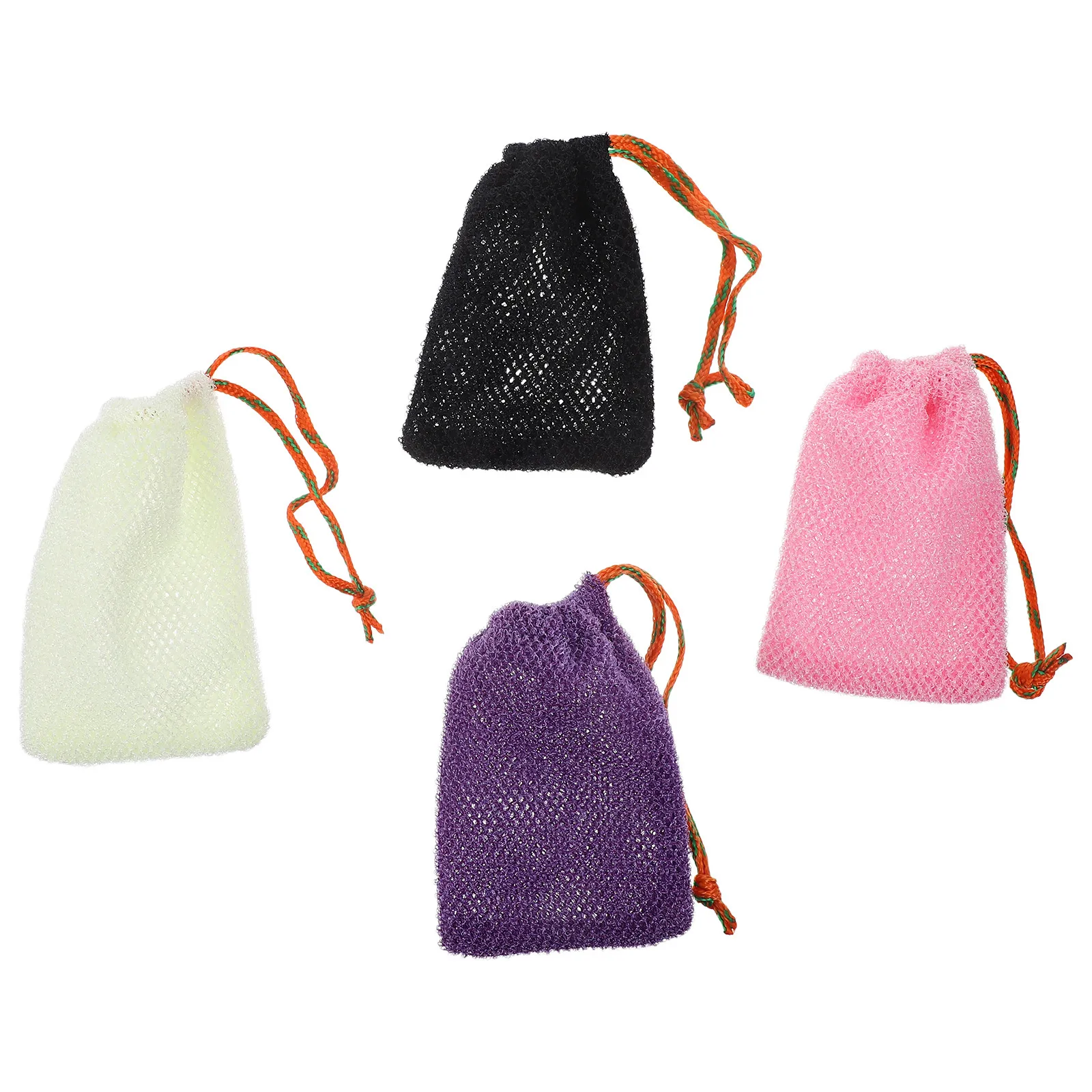 4Pcs Soap Bags Exfoliating Net Mesh Shower Pouch Quick Dry Anti-Slip Soap Foaming Net Travel Bath Saver Mesh Shower Scrubber