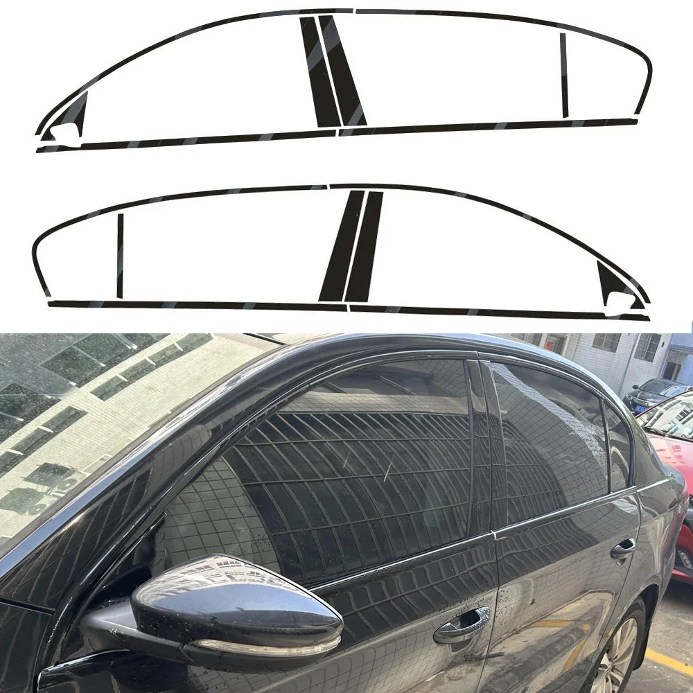 For Volkswagen Passat B7 2012-2016 Sedan Window Chrome Delete Blackout ABC Pillars Glossy Black Stickers