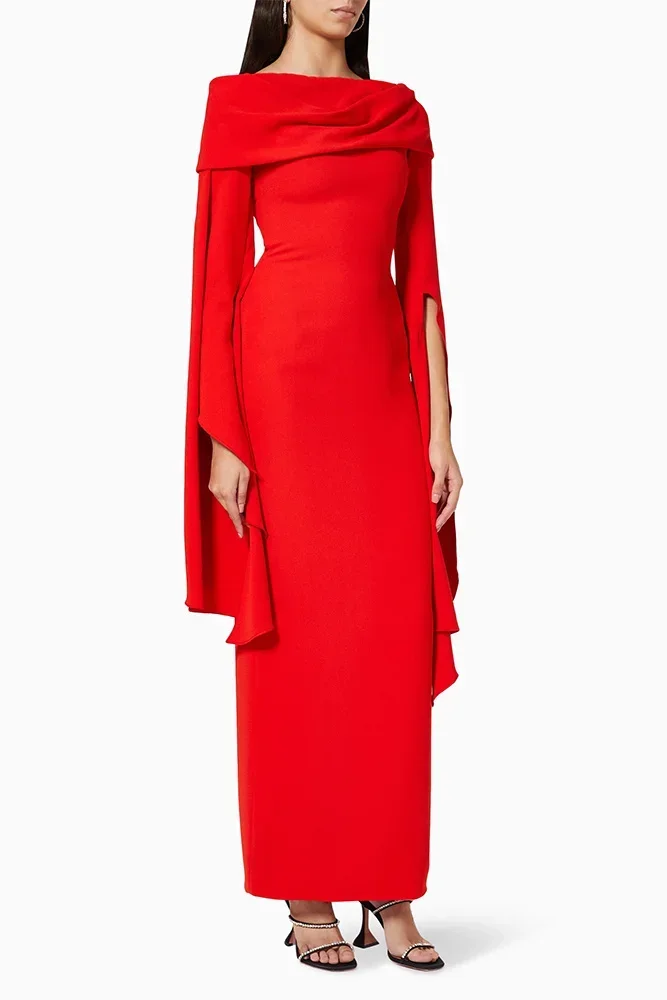 

Customized Prom Dress Off The Shoulder Column Evening Gowns Long Sleeves Exquisite High Quality Occasion Formal Party Dress