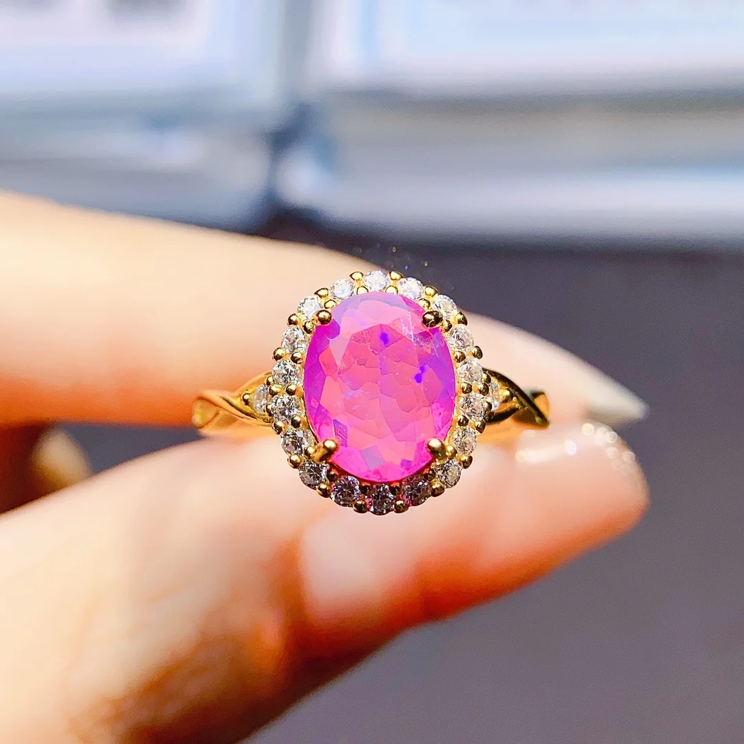 

Pink Opal Ring 925 Sterling Silver Engagment Ring Natural Pink Opal Promise Ring For Women