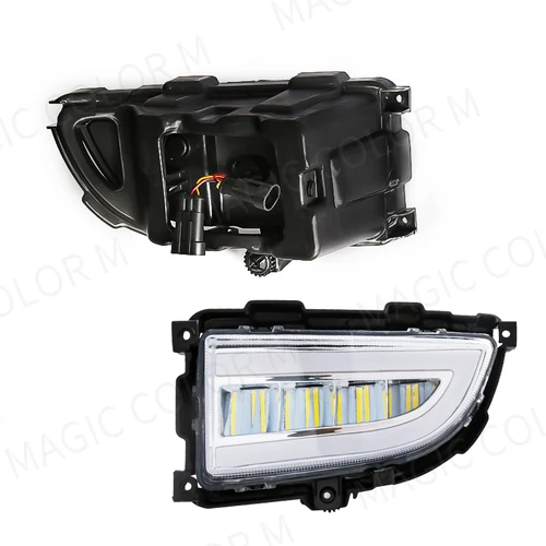 Imagen 2 del producto Faro LED DRL para Mitsubishi Lancer 2004 2005 2006, luz de circulación diurna, señal de giro blanca y amarilla, lámpara antiniebla del parachoques delantero de 12V